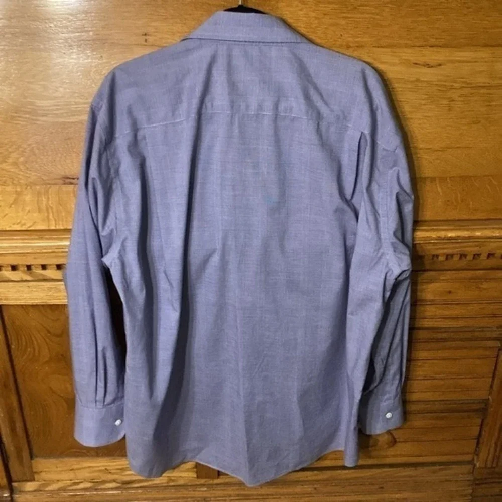 Nautica Mens Dress Shirt 17.5 34/35 Purple Micro Check Plaid Wrinkle Free XL‎